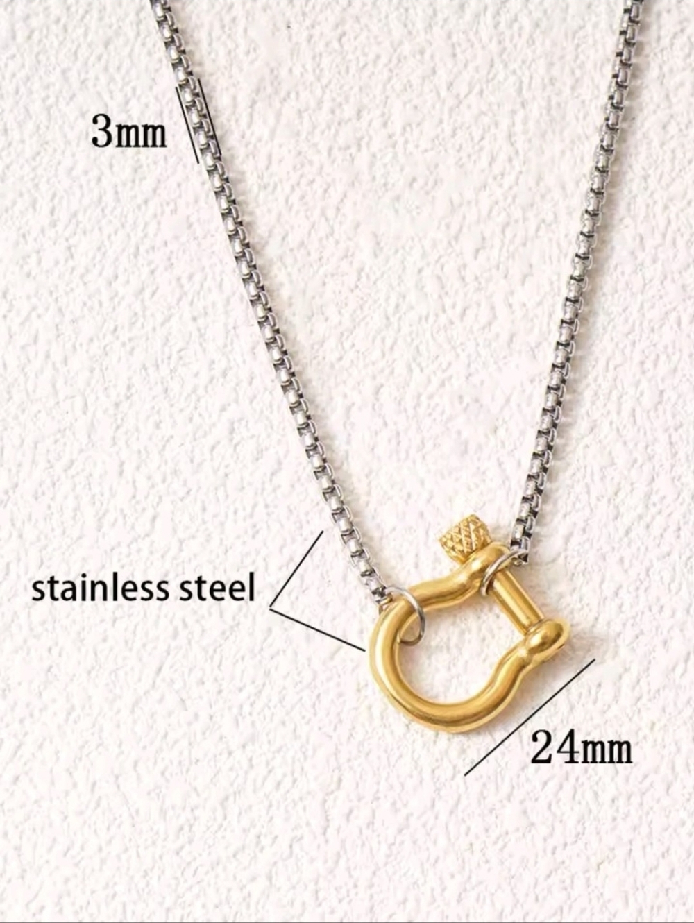 Two-Tone Silver Chain Necklace with Gold Heart Clasp - Picture 7 of 7